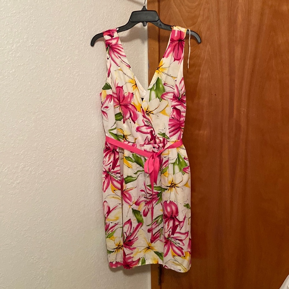 White dress with pink flowers